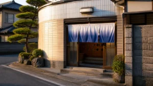 伊東の住宅街にある共同浴場の静かな入口を表した編集イメージ