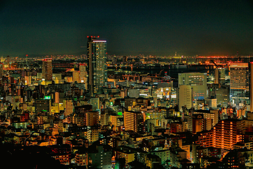 ビーナスブリッジから望む神戸・三宮方面の夜景